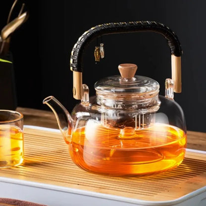 Glass Tea Pot with Weave Handle