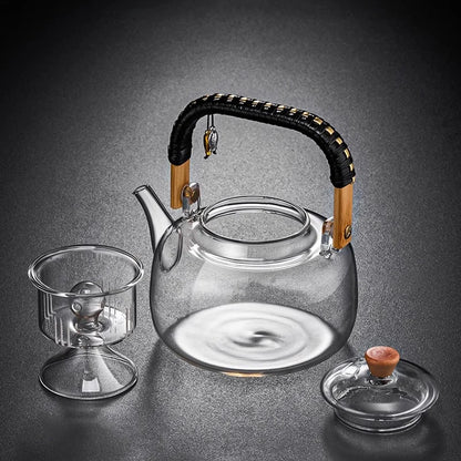 Glass Tea Pot with Weave Handle