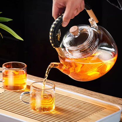 Glass Tea Pot with Weave Handle