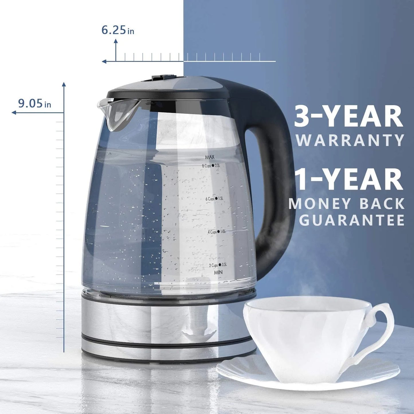 2L Glass Electric Kettle with Temperature Control