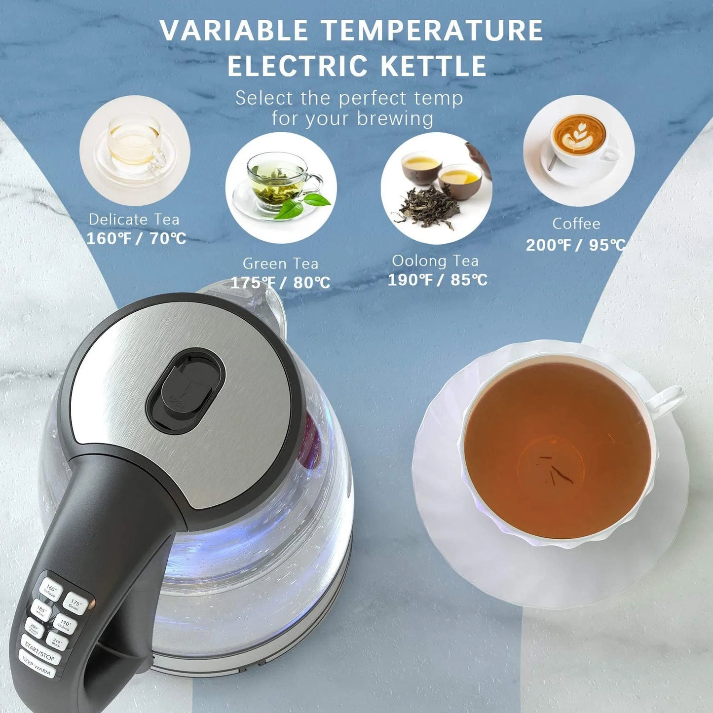 2L Glass Electric Kettle with Temperature Control